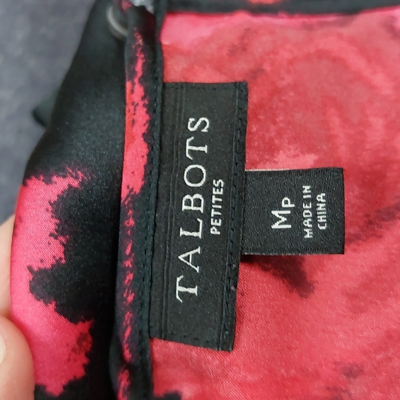 Talbots red floral print blouse roses - Picture 7 of 10